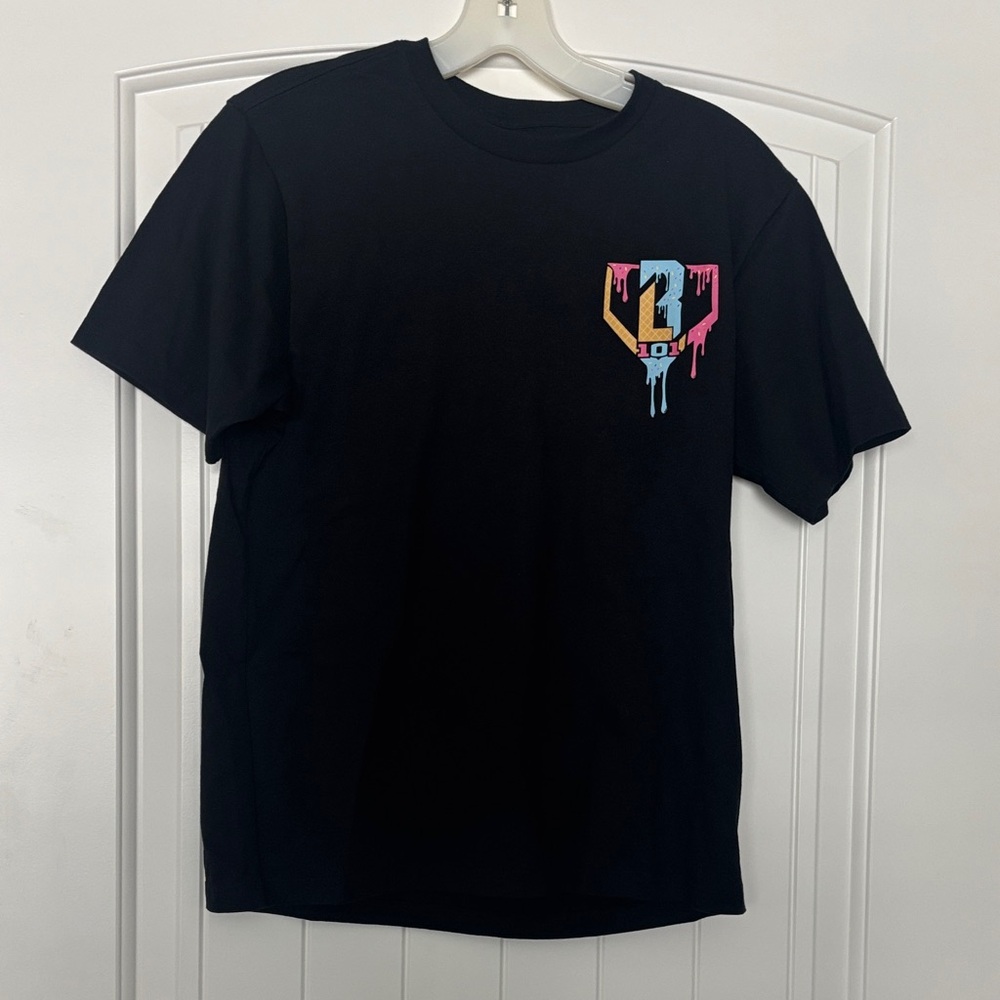 Kids Black Short-Sleeve Tee with Colorful Drip Logo